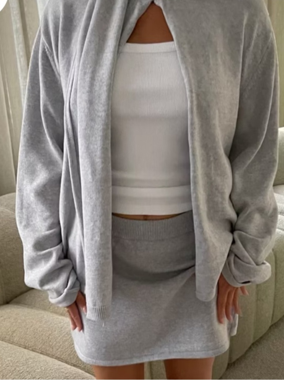Djerf Avenue Light Gray Women's Knit Mini Skirt